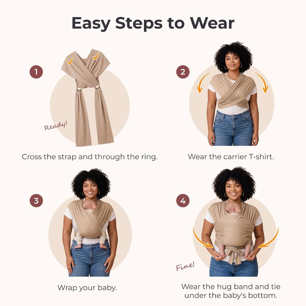 Baby Wrap Carrier, Easy-On Piece Design, Newborn to 33 lb