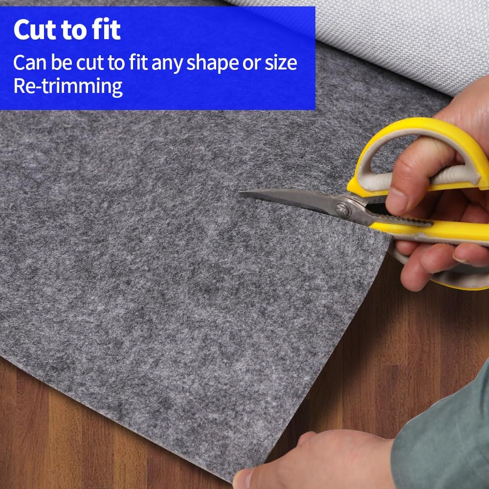 Waterproof Non-Slip 1/5" Extra Thick 9x12 ft Rug Pad for Large Area Rugs Durable Felt Floor Protection pad for All - Set of 108