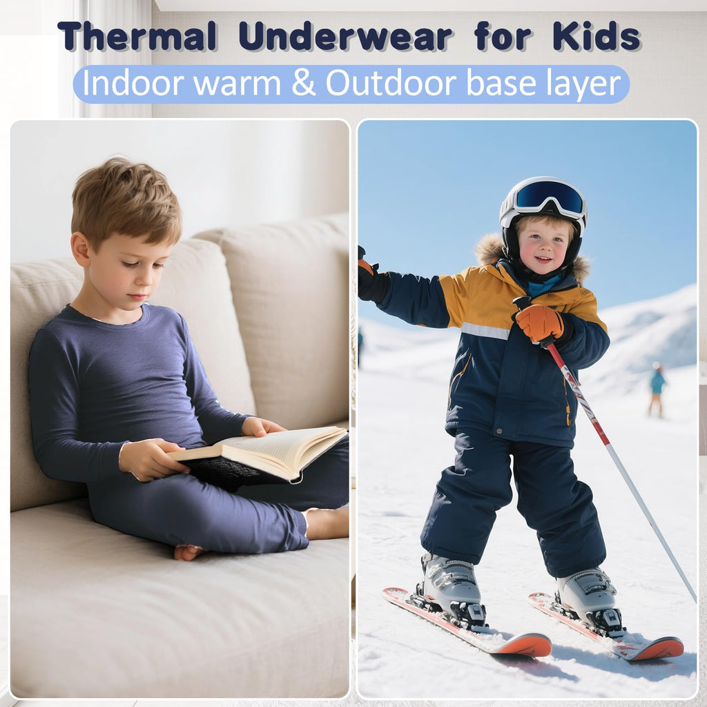 Thermal Underwear Base Layer Set Boys Toddlers Heavyweight White 100
