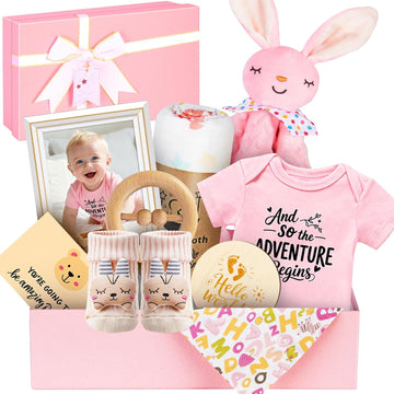 New Parents Gifts for Couples, First Time Mom & Dad Baby Girl Gift Basket, Baby Shower, Newborn, Congratulations