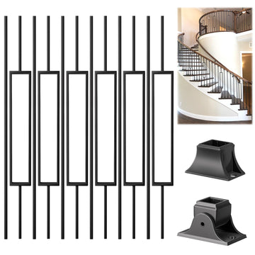 Staircase Balusters, 12-Pack Hollow Stair Spindles 40" Rectangular Frame with Straight 1/2" Iron Balusters for
