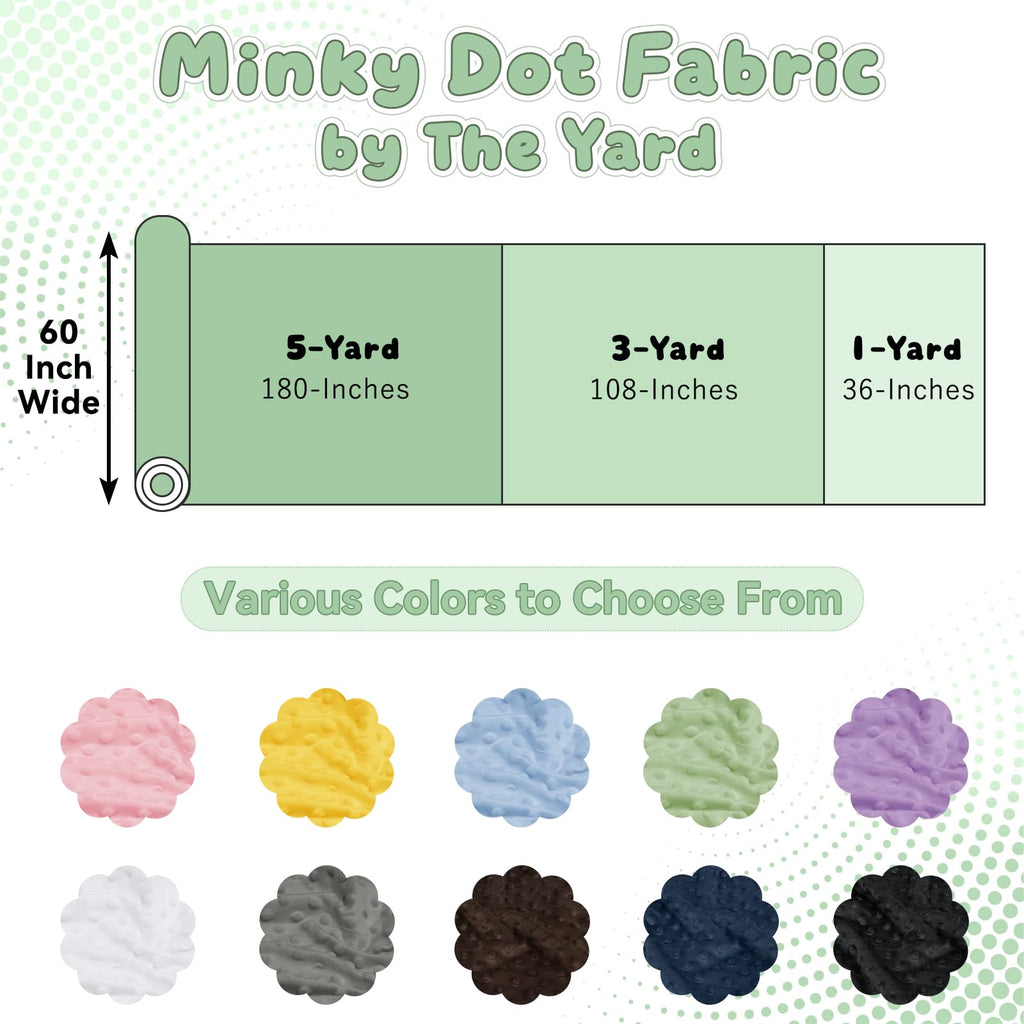 3 Yards Minky Dot Fabric 60 Inch Wide Fleece Plush Sage Green