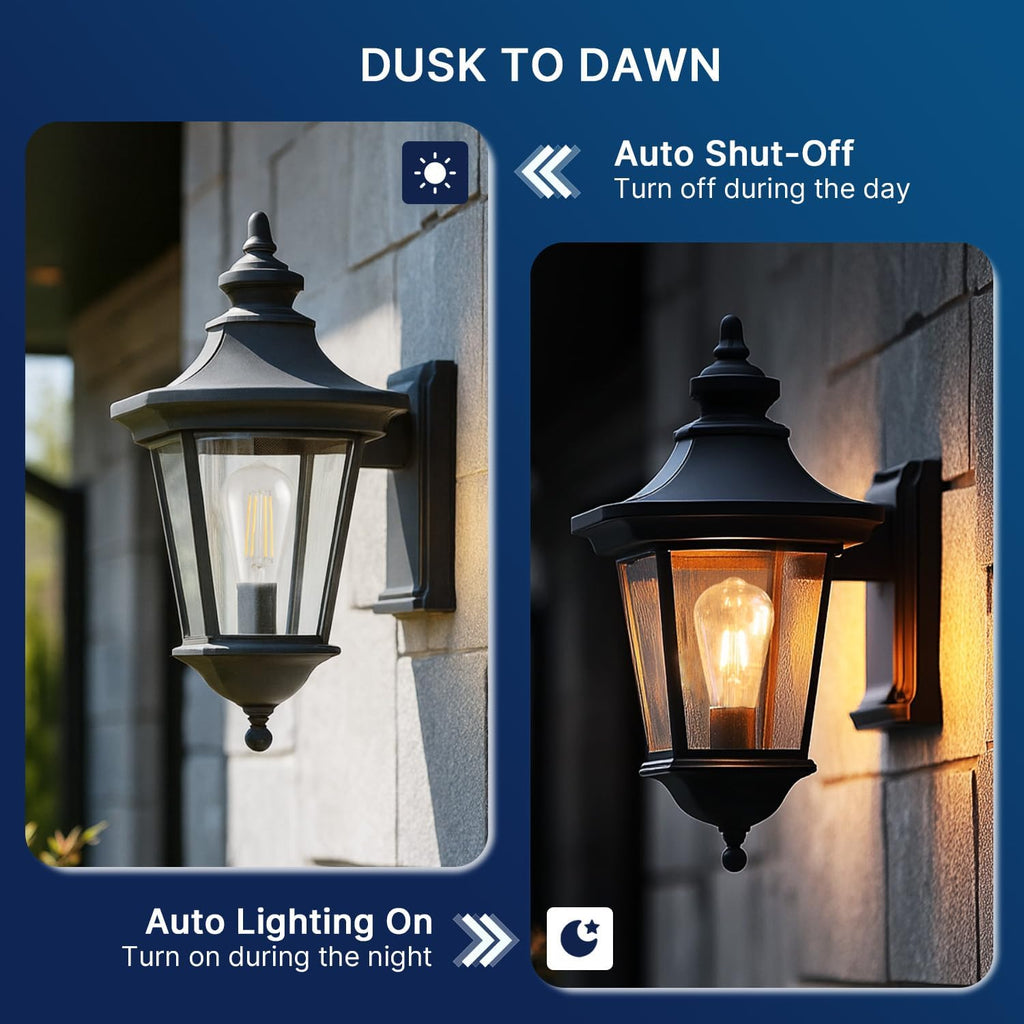 Dusk to Dawn Outdoor Sensor ST19 LED Light Bulb, 7W (60W Eqv.), 800LM,Vintage Filament E26 Base, Auto On/Off