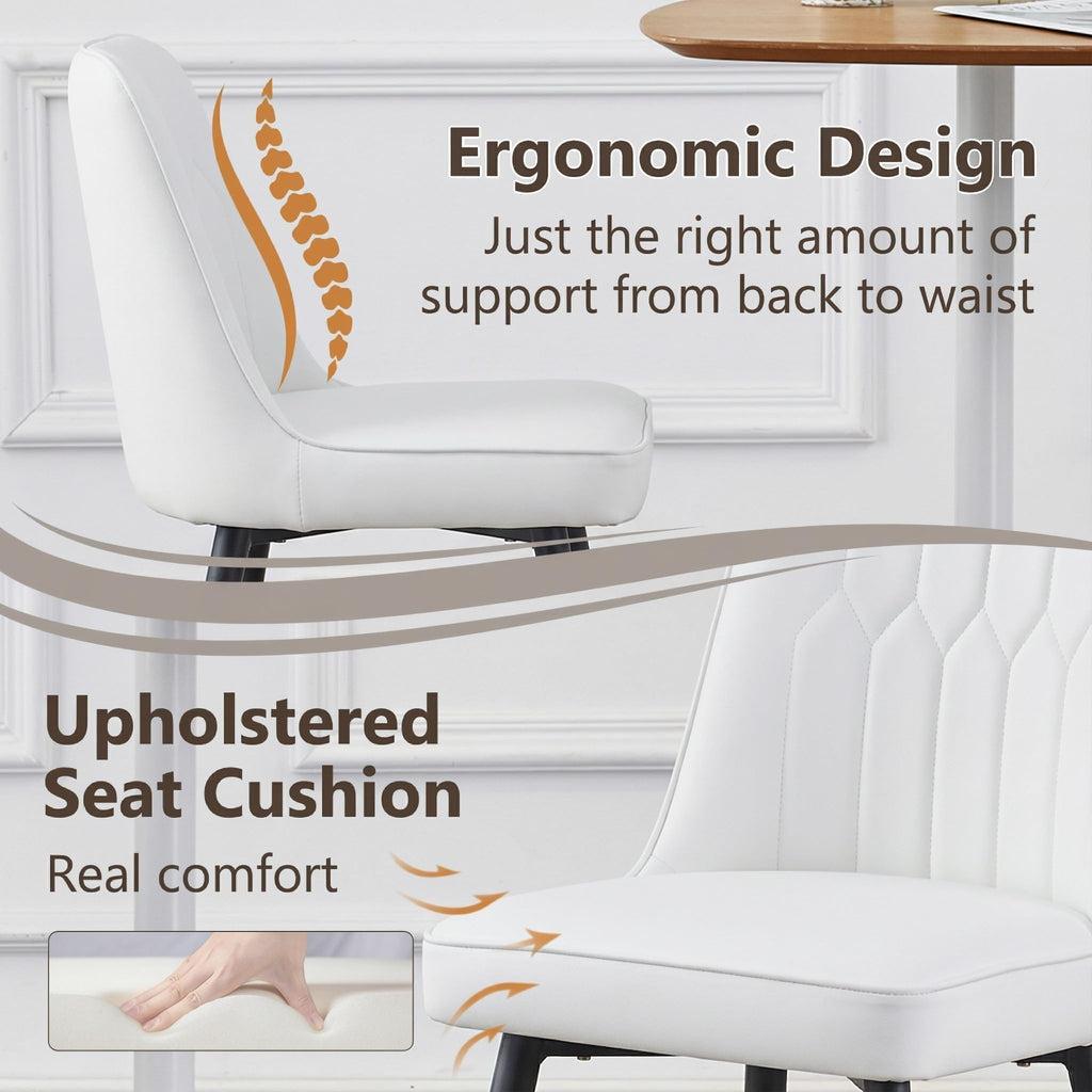 Bar Stools Set of 4, Counter Height Bar Stools with Back, Modern Faux Leather Kitchen Stools, 27"White Bar Stool with
