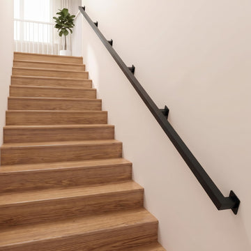 17FT Stair Railing Indoor Outdoor, Heavy-Duty Wall Mounted Handrail