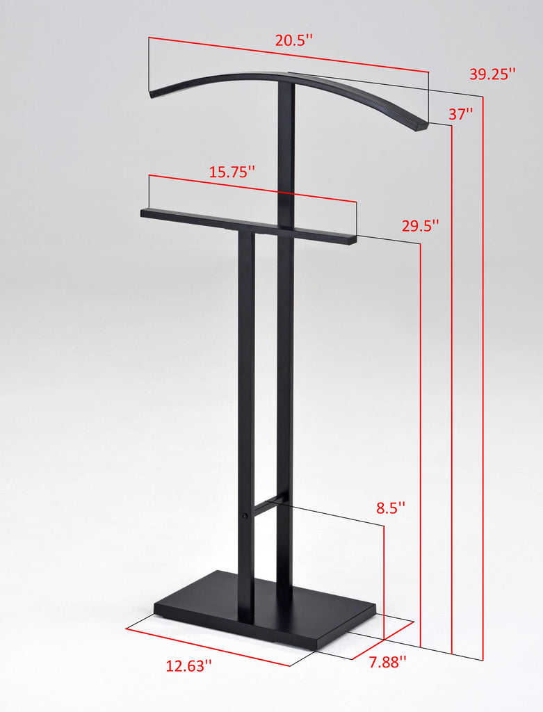 Metal Suit Valet Stand Clothing Organizer, Clothes Rack, Jacket Hanger, Tie Hanger (Black)