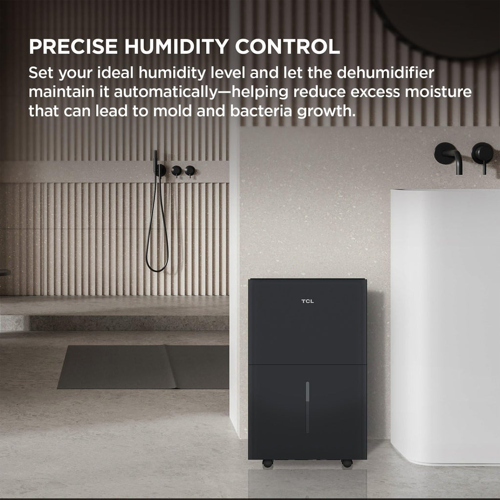 50-Pint Capacity Quiet, Energy Efficient Portable Smart Dehumidifier with Pump, Bucket or Continuous Drain