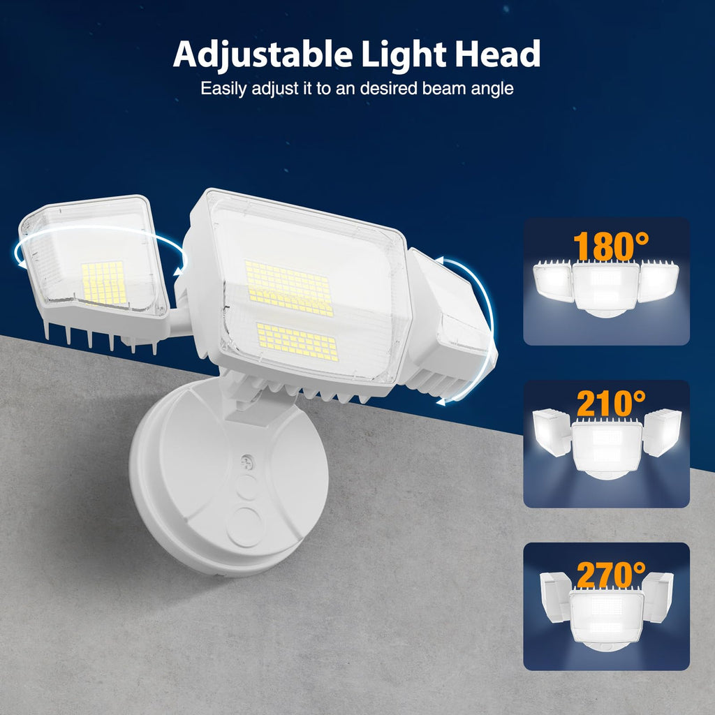 90W Flood Lights Outdoor, Ultra Bright 4-Head LED Security Light with Switch Control, IP66 Waterproof 6500K