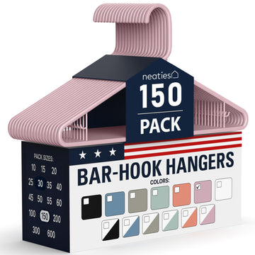 Plastic Hangers 150 Pack - Made in The USA - 6lb Capacity Standard Clothes Hangers with Strap Hooks for Dresses
