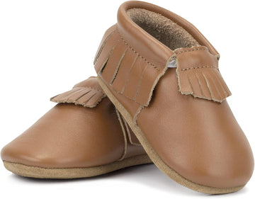 Unisex Baby Leather Moccasins, Slip Resistant, Soft-Sole Stay On Baby Shoes