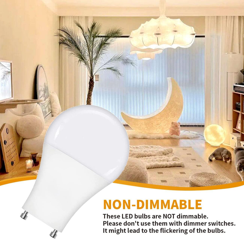 GU24 LED Light Bulb, 5000K Daylight, 9W(60W Equivalent), 800 Lumens, A19 Shape, Twist and Lock GU24 Pin Base with Two