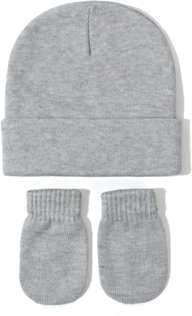 Toddler Baby Beanie Hat and Mittens Set Hat Toddler Winter Warm Knit Hat for Boys Girl 0-5 Years