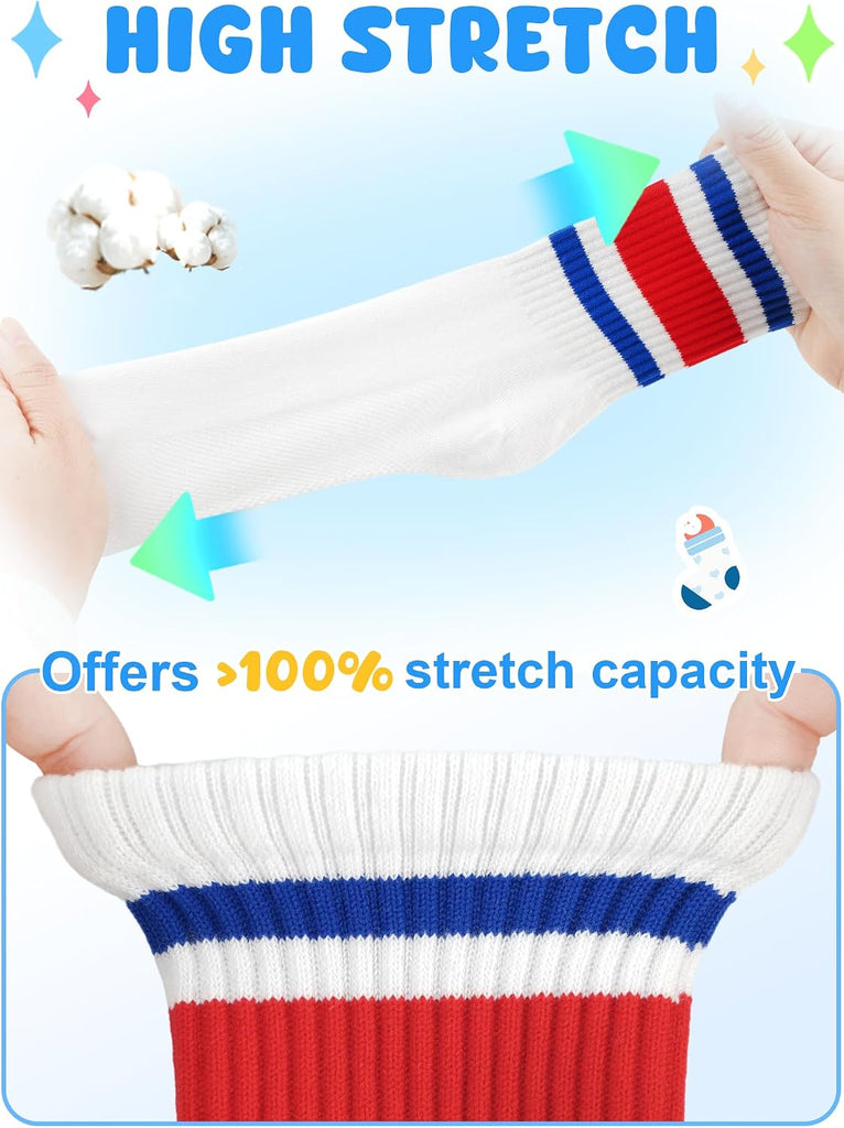 Boys Socks Athletic Crew Cotton Seamless Toes Breathable Pack