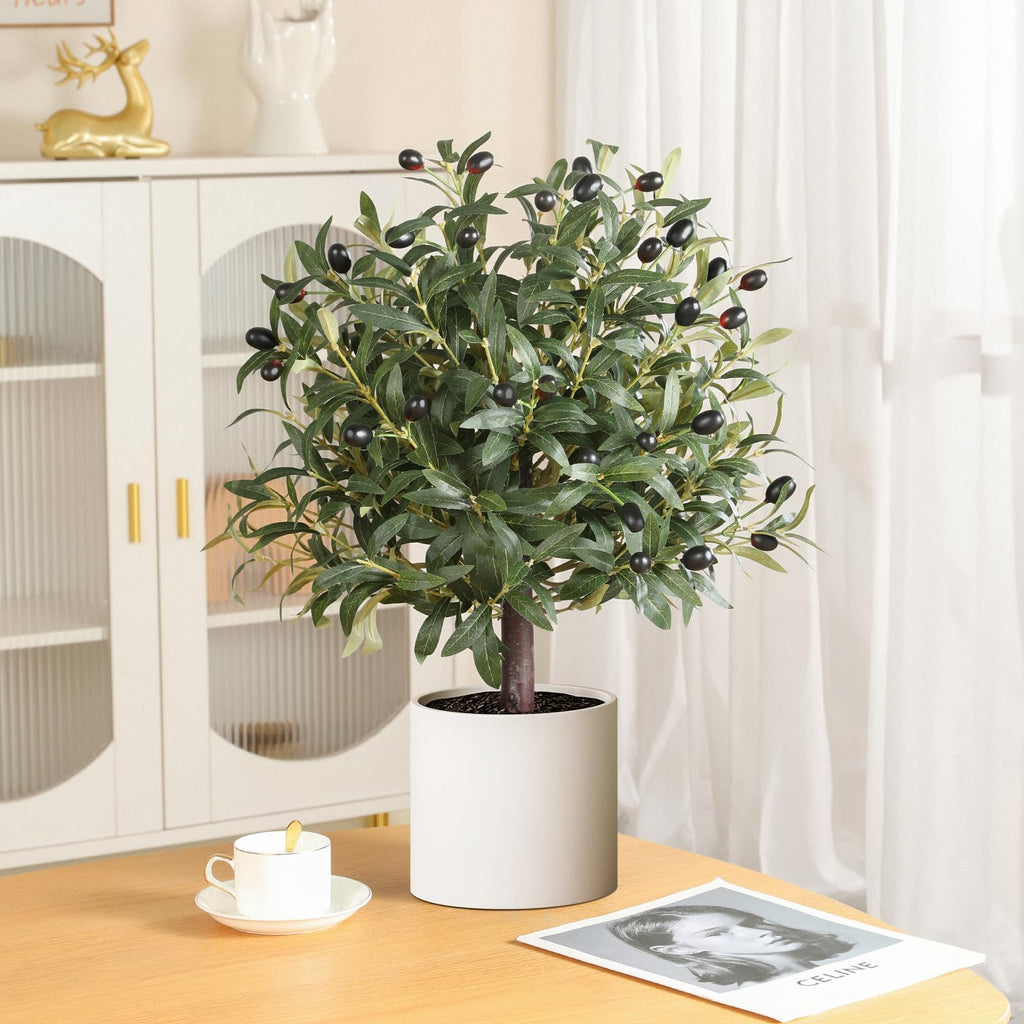 25" Tall Artificial Olive Topiary Ball Tree Set of 2 Pack