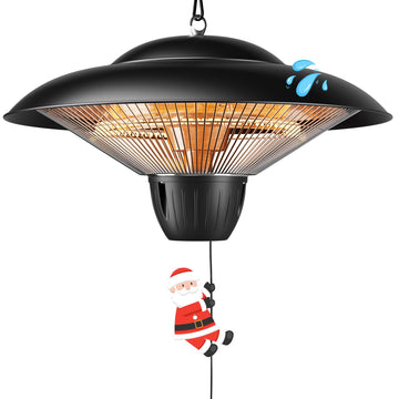 Electric Patio Heater, Hanging Infrared Outdoor Heater with Carbon Fiber Heating, Waterproof Ceiling Mounted