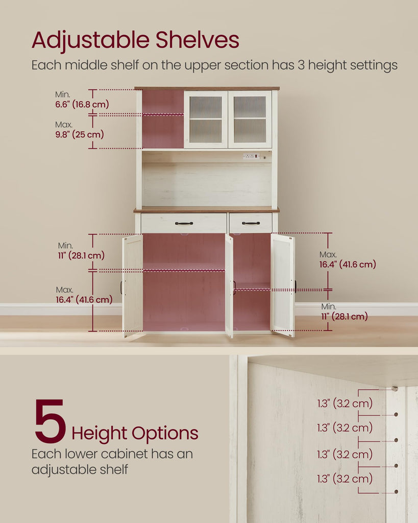 Pantry Cabinet with Lights and Charging Station