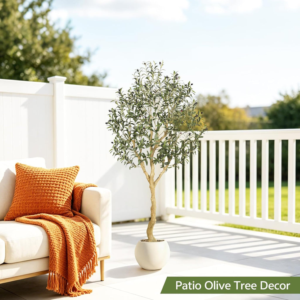 6ft Faux Olive Tree with UV Resistant Outdoor Decor