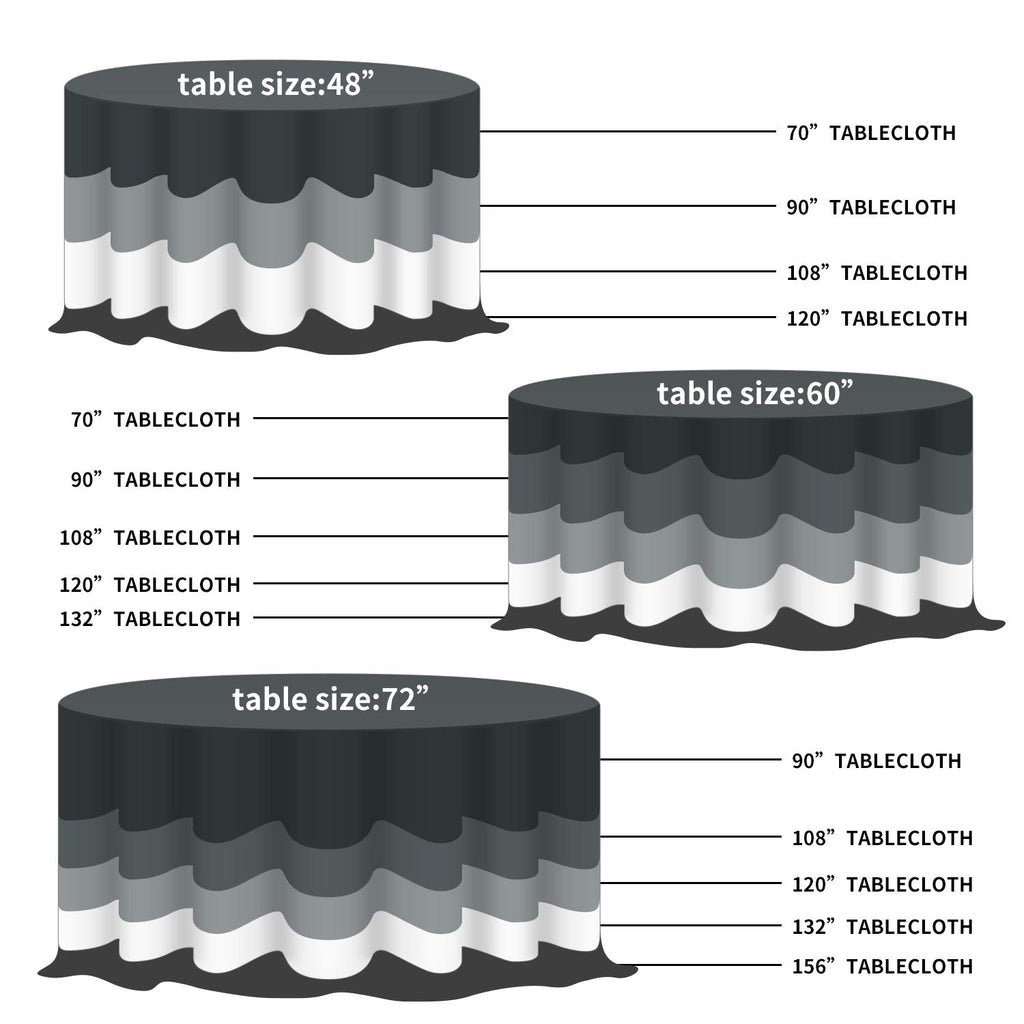 6 Pack Round Tablecloth, 108 Inch, Stain Resistant and Wrinkle Polyester Table Cloth, Fabric Table Cover Dining