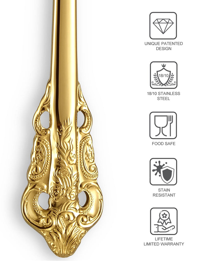 Luxury 45-Piece 18/10 Stainless Steel Flatware Set (Gold)