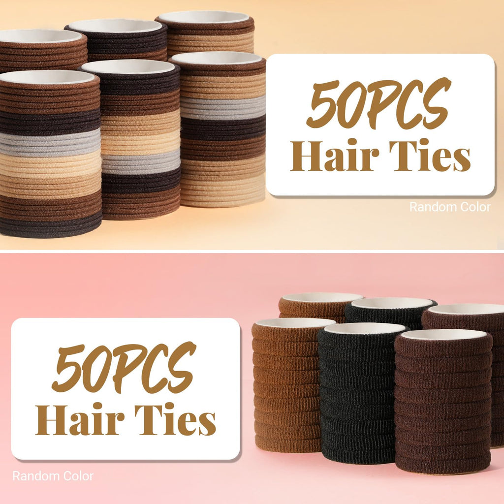 822PCS Hair Accessories for Girls, Elastic Hair Ties with Neutral Color Clips and Tools