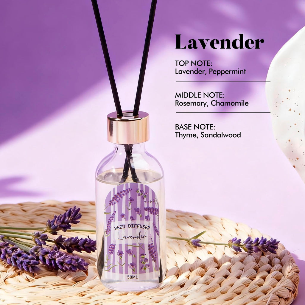 Reed Diffuser Set of 3 - Linen Lavender Jasmine Oil Diffuser with 15 Sticks, Reed Diffusers Bathroom Shelf Air