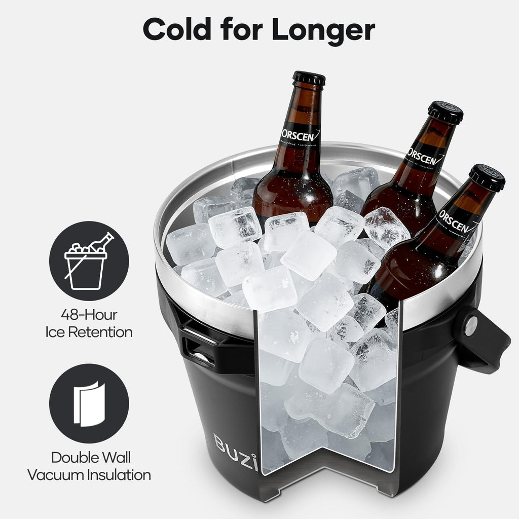 7.4 Qt/7 L Large Insulated Ice Bucket with Lid and Scoop & Tongs
