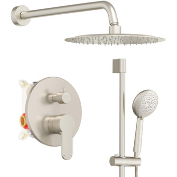 Shower System, Slide Bar Shower Faucet Set, 12", Brushed Nickel