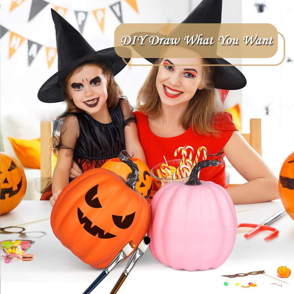 6 Inch Large Artificial Pumpkins, 4PCS Big Colorful Pumpkins Faux Foam Harvest Pumpkins for Fall Autumn Thanksgiving