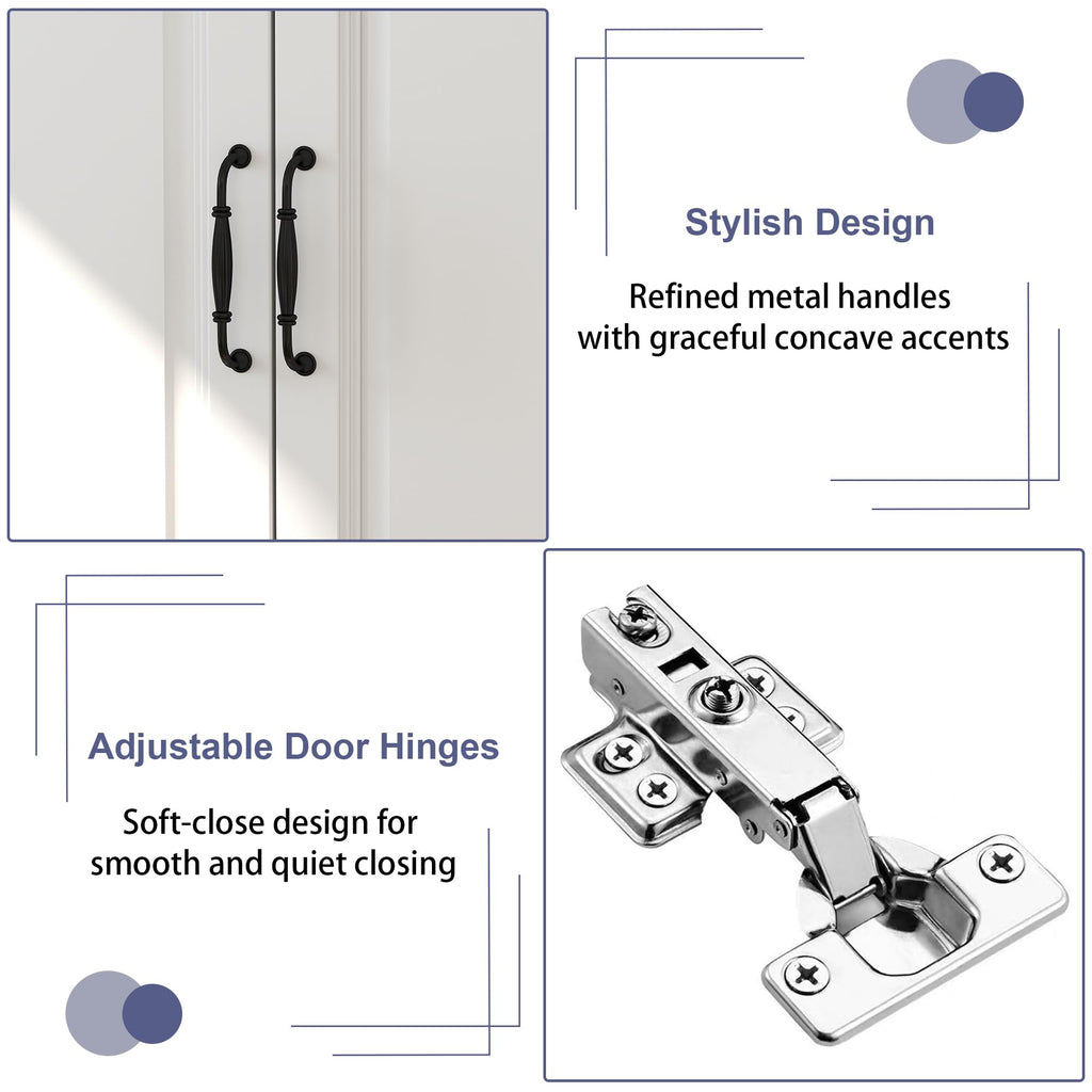 White Armoire Wardrobe Closet with 4 Drawers, 88" Tall x 63" Wide