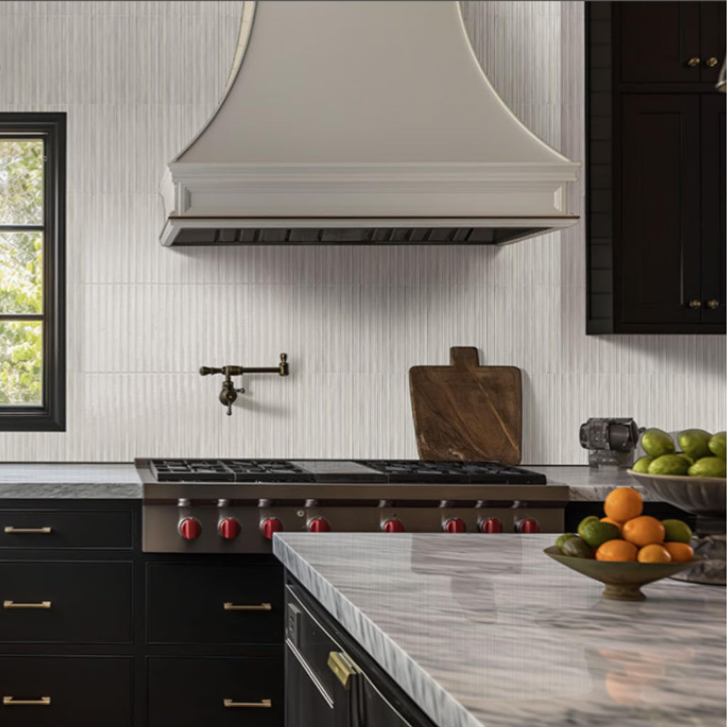 Ivory Glow Glossy Ribbed Ceramic Wall Tile (1 Piece)