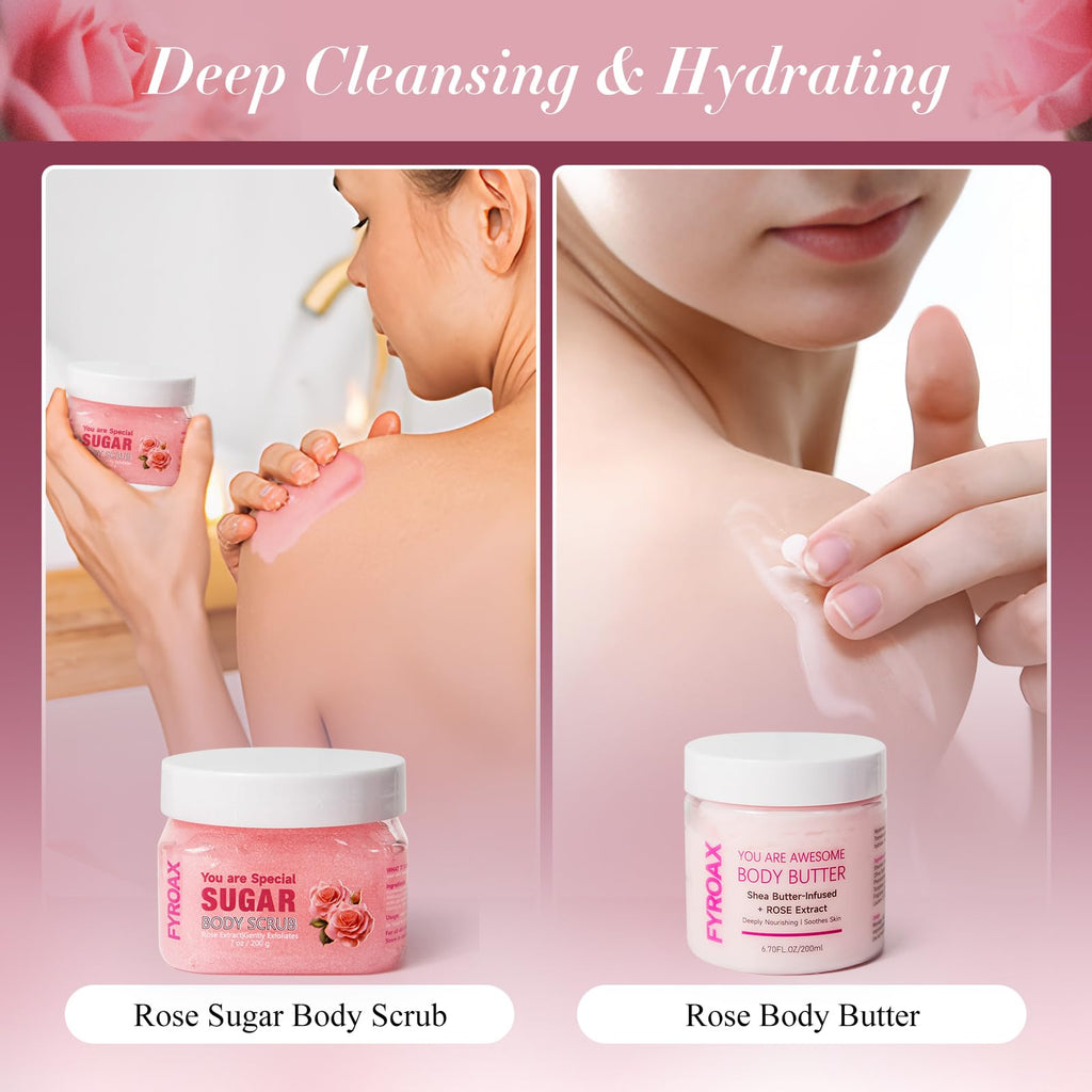 Spa Gifts for Women 7 Pcs Home Spa Kit Rose Gifts for Woman, Spa Gift Baskets Self Care Gifts Spa Gift for Women