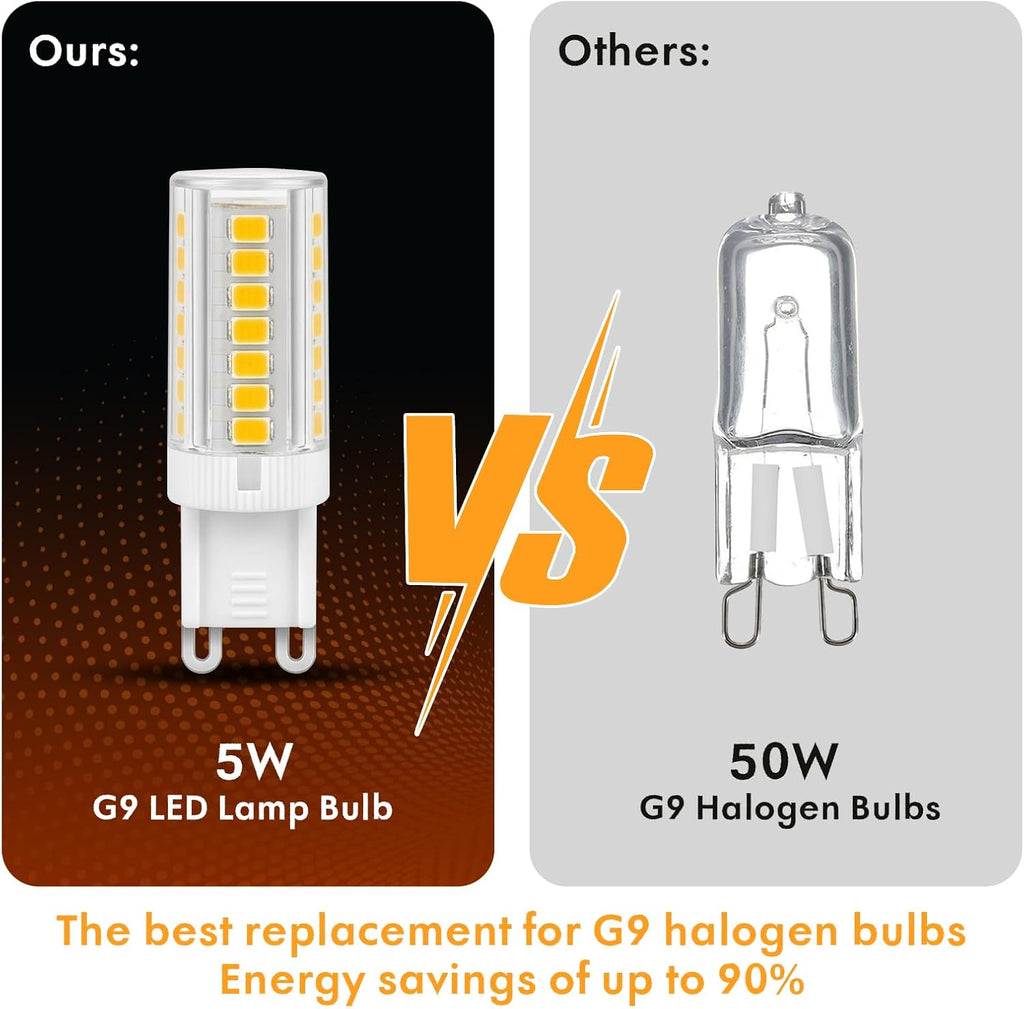 G9 LED Bulb 6 Pack,Dimmable 2700K Soft White,5W G9 Bi-pin Base Light Bulbs