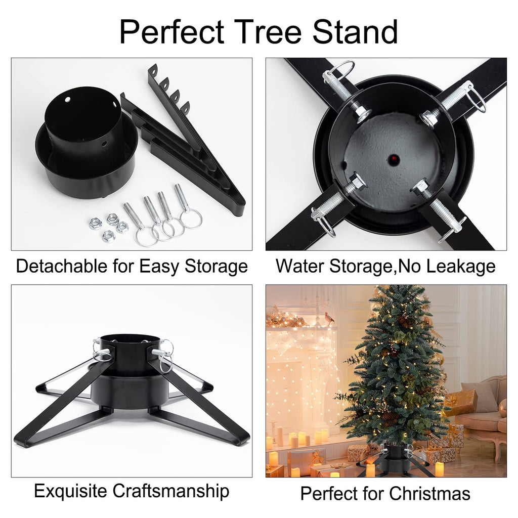 Christmas Tree Stand for Live Tree, Adjustable Metal Tree Holder for Real Christmas Tree Fits up to 8 Ft, Heavy Duty