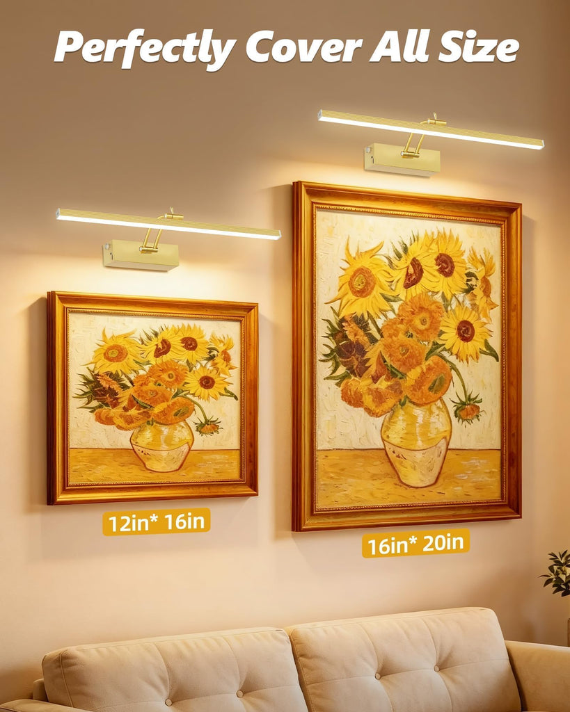 2 Pack 16-Inch Picture Light with Remote, 5200mAh Battery Operated