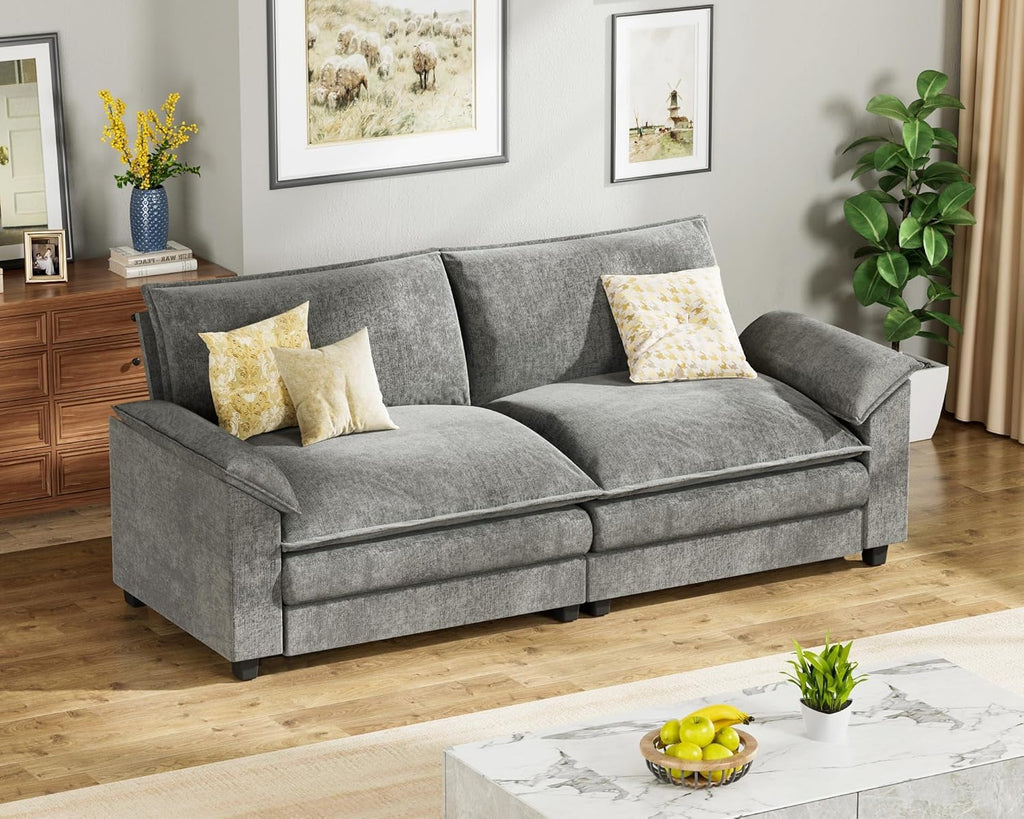 80" Modular Sectional Sofa, Loveseat Sofa Couch with Double-Layer Cushion, DIY Combination Chenille Deep 2-Seat Cloud