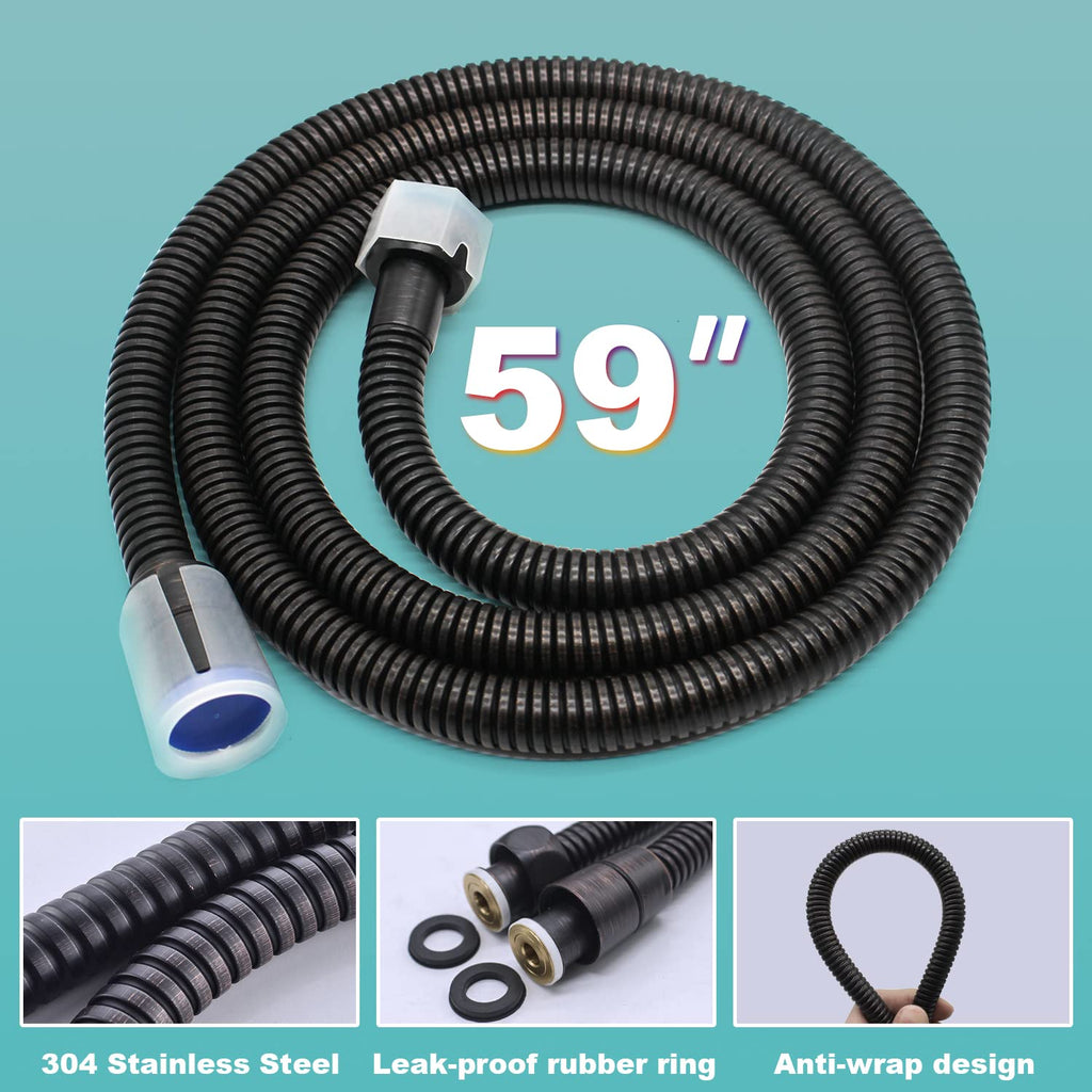 Hand-held Shower Head Set - Oil Rubbed Bronze Brass Handheld Shower Wand with Wall Mount Adjustable Elbow Holder and