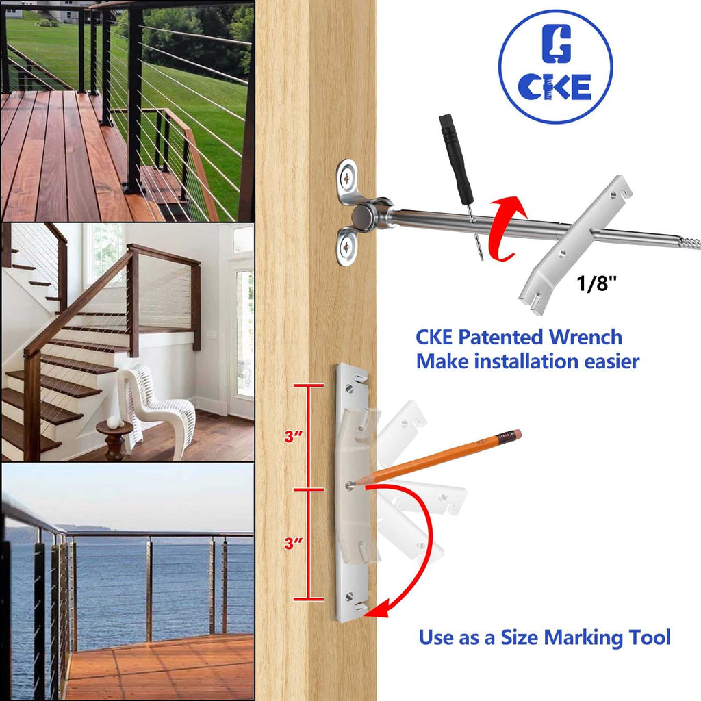 20 Pair Cable Railing Kit - 1/8" Swage Toggle Turnbuckle Hardware - T316 Stainless Steel - Adjustable 180 Stairs Deck