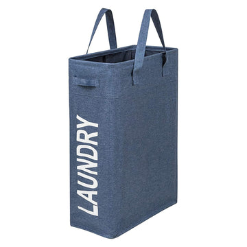 Narrow Laundry Hamper Skinny Laundry Basket 45L Denim Blue 21"