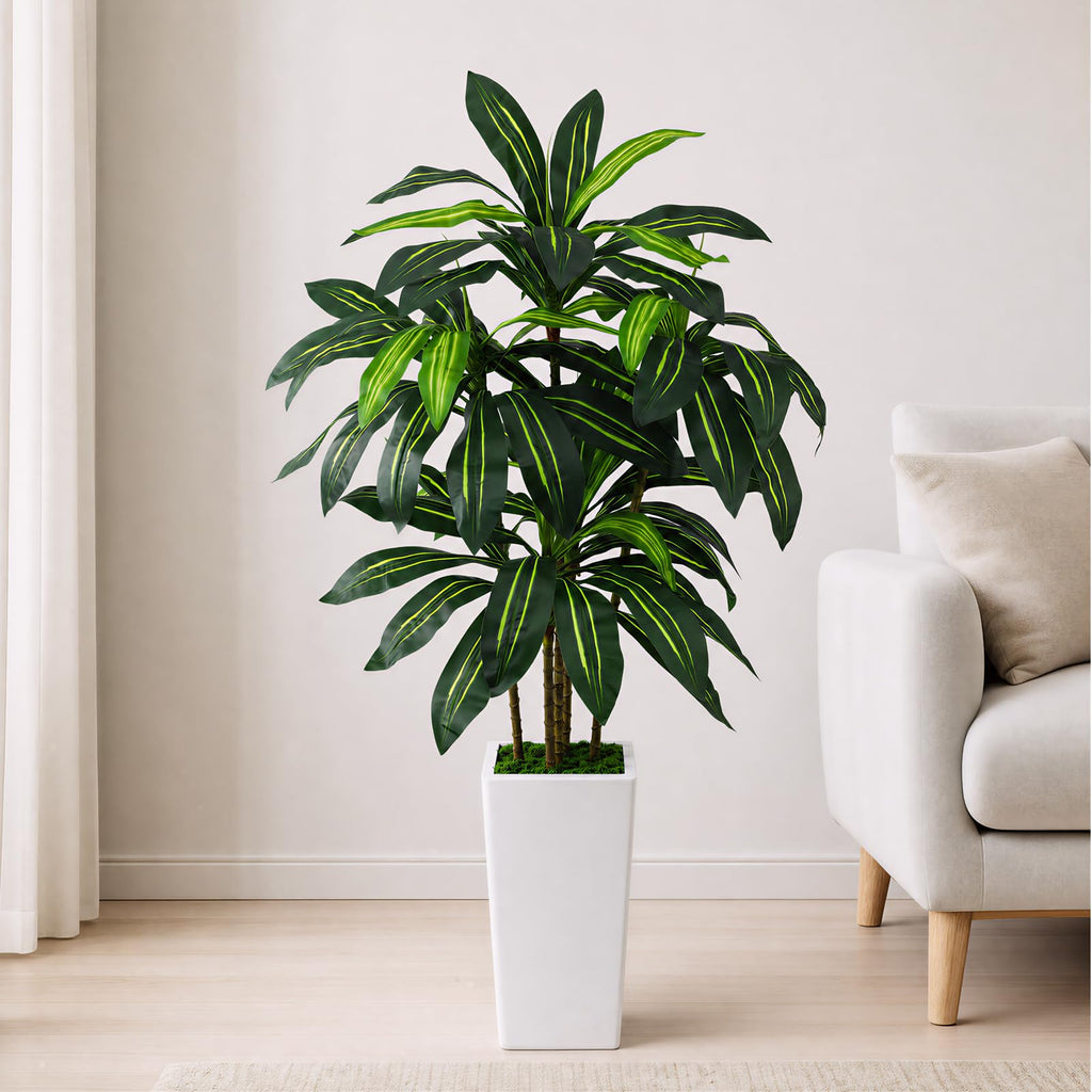 5FT Artificial Dracaena Tree Heavy-Duty Planter, Fake Tree Indoor