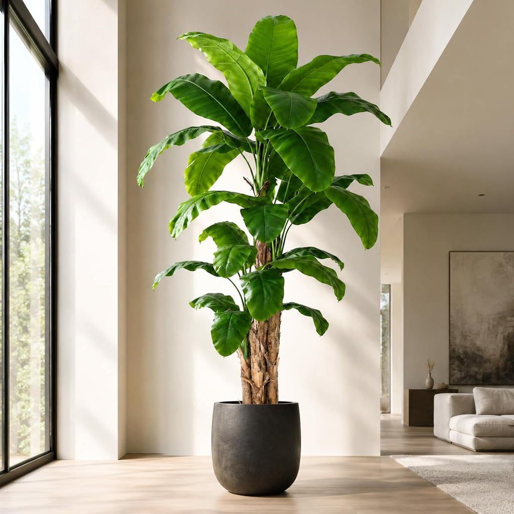 10ft Extra Tall Artificial Banana Tree, Fake Banana Leaf Plant with 27 Faux Banana Leaves, Perfect Indoor Outdoor