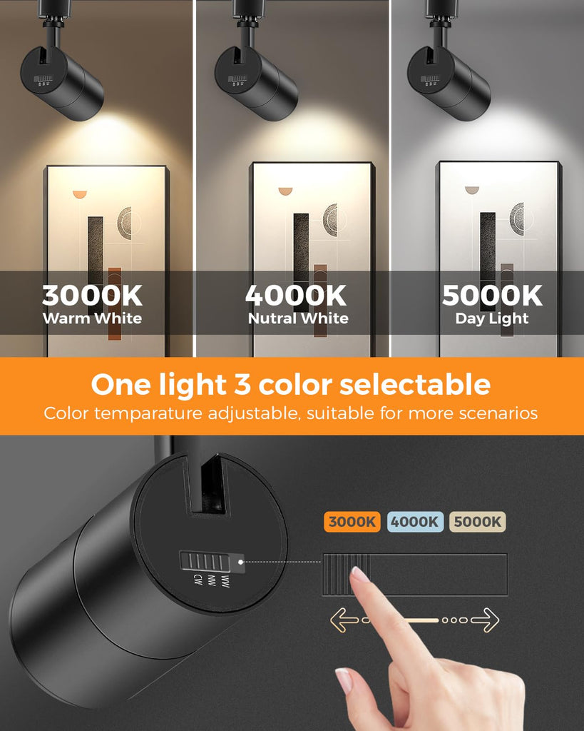 Zoomable 6 Light LED Track Lighting Kit with 6.6FT H Type Track Lighting Rail, LED Track Light Heads Dimmable