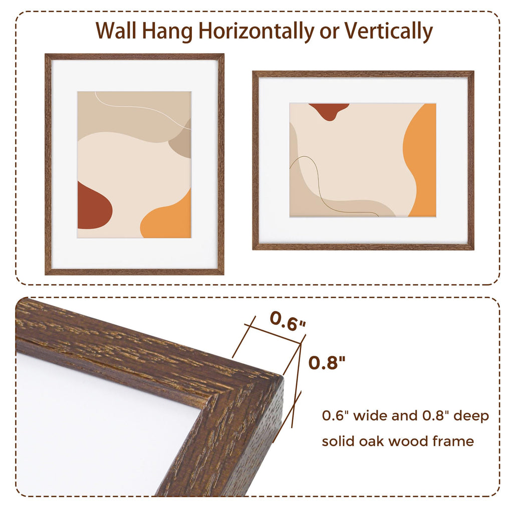 16x20 Picture Frames Set of 3, 16 x 20 Solid Oak Wood Frame for Wall, 16 x 20 Picture Frame with Tempered Glass