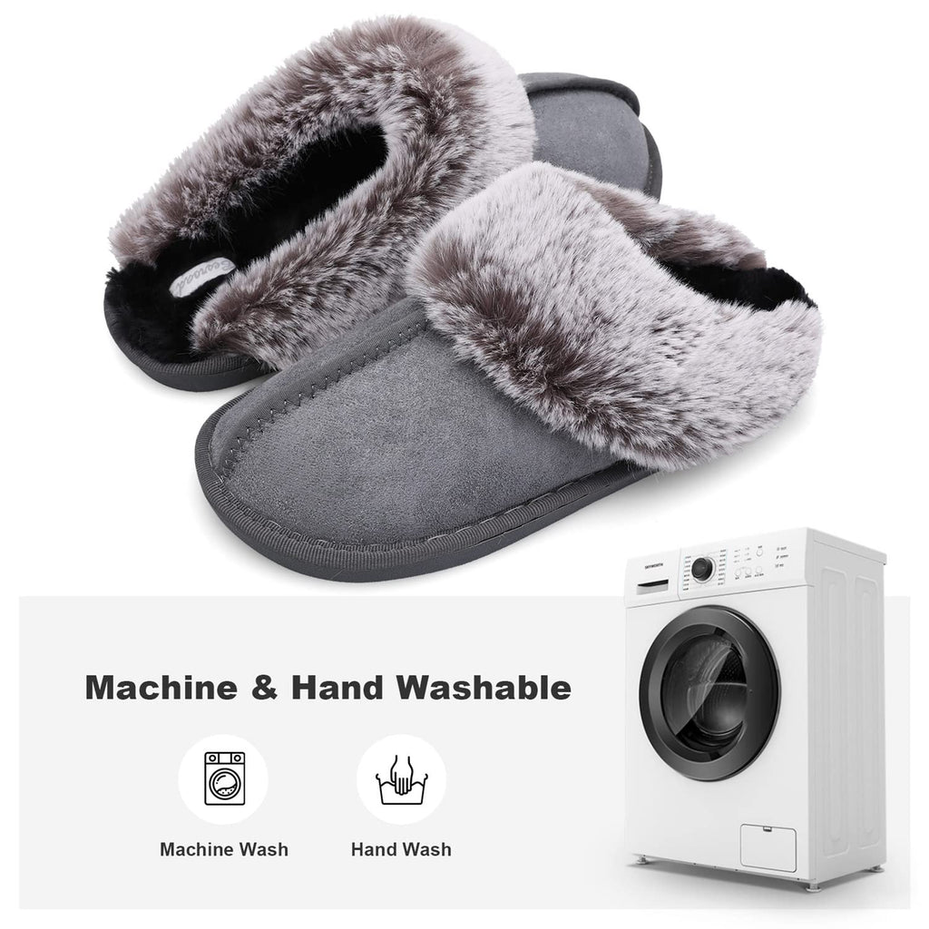 Women's Grey 6-7 Fuzzy Slipper