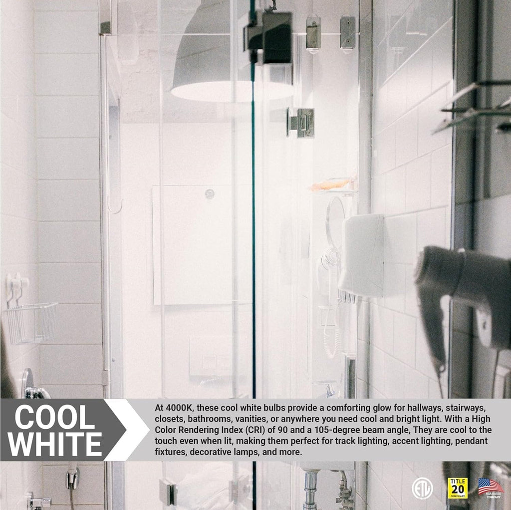BR40 LED Light Bulb 12W (85W Equivalent) 1150 Lumens 4000K Cool White E26 Medium Base Dimmable Damp Rated Pack of 6