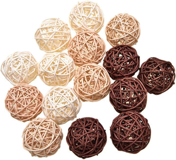 Pomeat Wicker Rattan Balls Decorative Ball Orbs Vase Fillers Table Decor, Wedding Party Decoration, Decorative - Set of 15