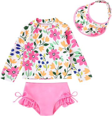 Toddler Baby Girls Swimsuit Long Sleeve Bathing Suit Rash Guard Swim Suit Bikini Set