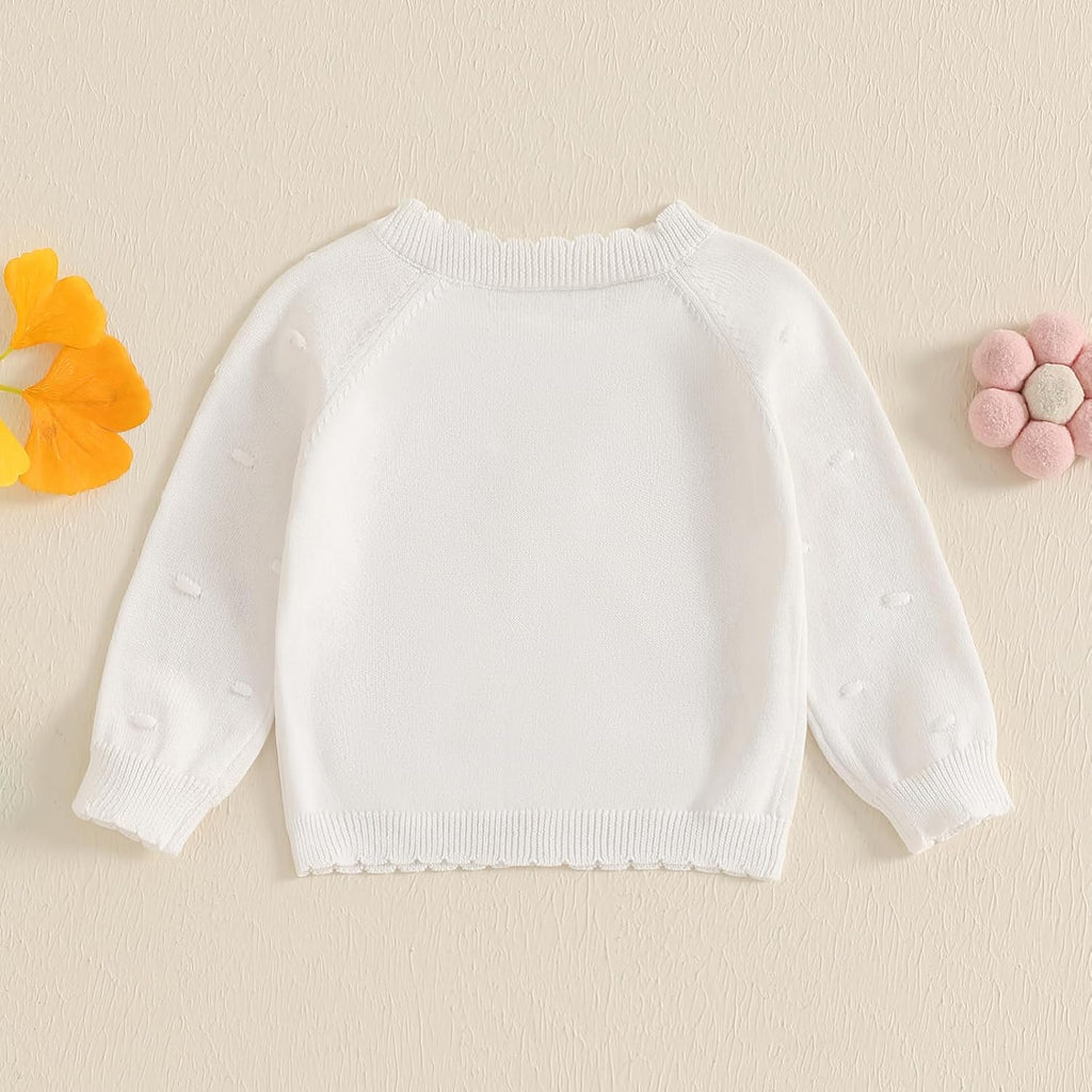 Baby Girl Cardigan Button Front Crop Sweater Long Sleeve Spring Fall Tops