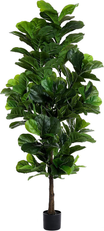 Fiddle Leaf Fig Tree 6ft Tall Artificial Tree in Plastic Pot Fake Ficus Lyrata Plants with 184 Decorative Fiddle