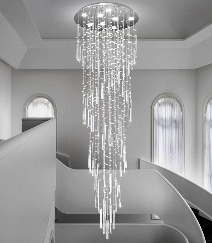 D24'' x H78'' Modern Crystal Chandelier High Ceiling Chandeliers Glam Chandelier Large Raindrop Chandeliers LED