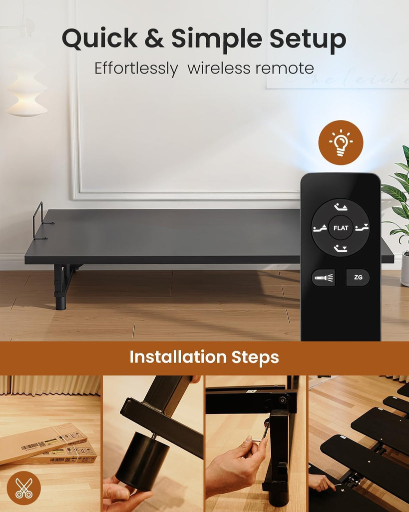 King Adjustable Bed Frame with Zero Gravity Wireless Remote, Easy Assembly